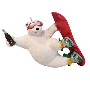 Vintage 2001 Hallmark "Cool Sport Coca-Cola Polar Bear" Christmas Tree Ornament